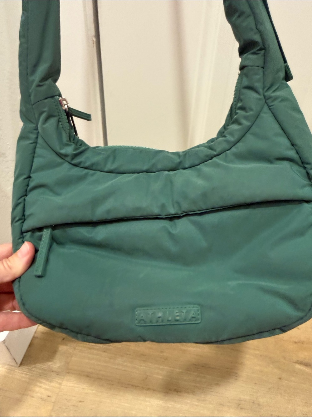 Athleta Deep Green Quilted Shoulder Bag
